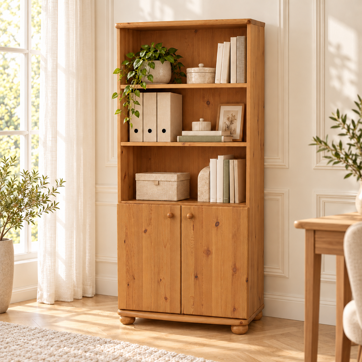 Claudia Büroschrank Aktenschrank aus Bio Kiefer | 2-Türig mit 3-Regalfächern