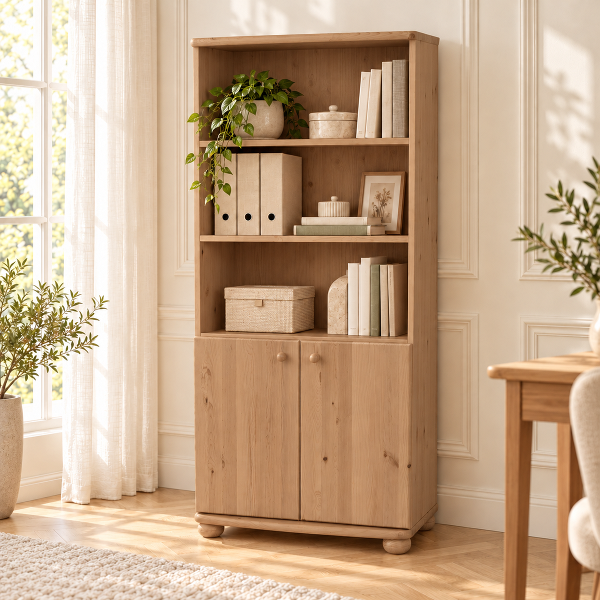 Claudia Büroschrank Aktenschrank aus Bio Kiefer | 2-Türig mit 3-Regalfächern