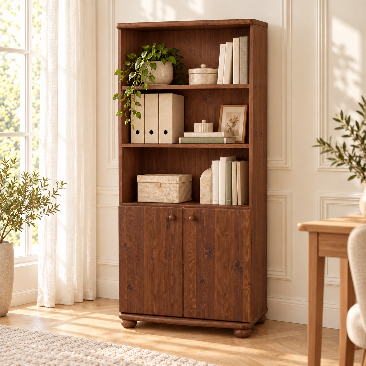 Claudia Büroschrank Aktenschrank aus Bio Kiefer | 2-Türig mit 3-Regalfächern