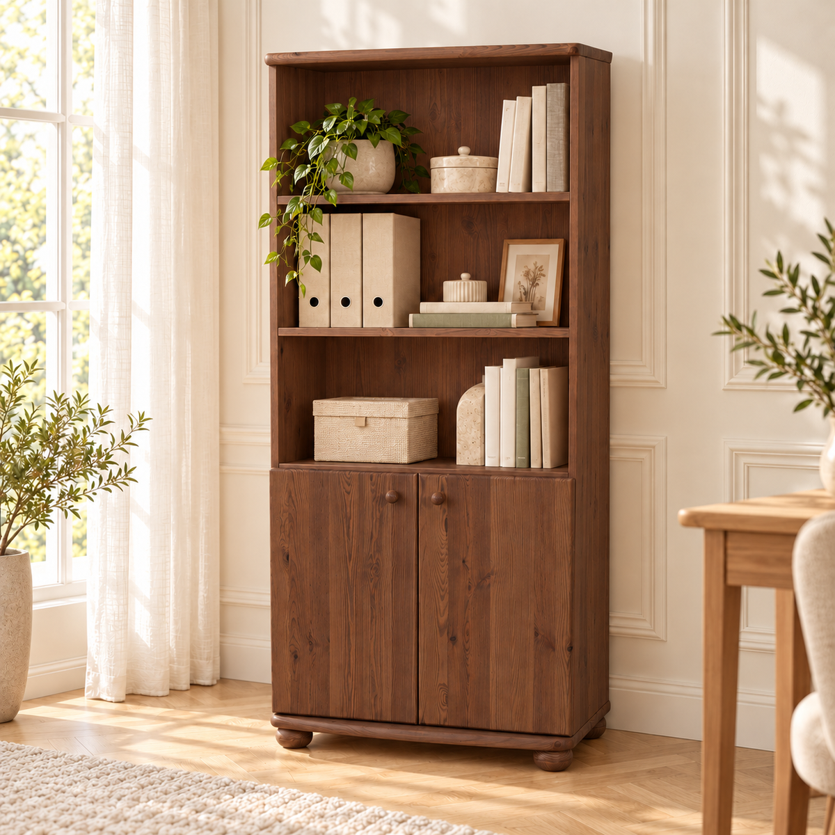 Claudia Büroschrank Aktenschrank aus Bio Kiefer | 2-Türig mit 3-Regalfächern