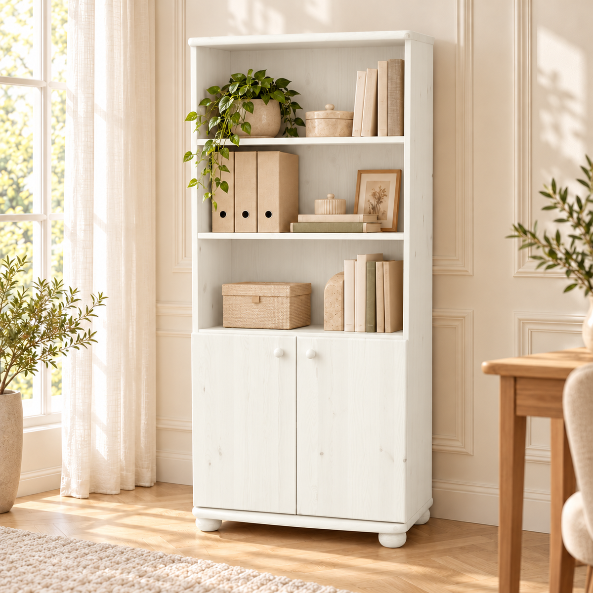 Claudia Büroschrank Aktenschrank aus Bio Kiefer | 2-Türig mit 3-Regalfächern