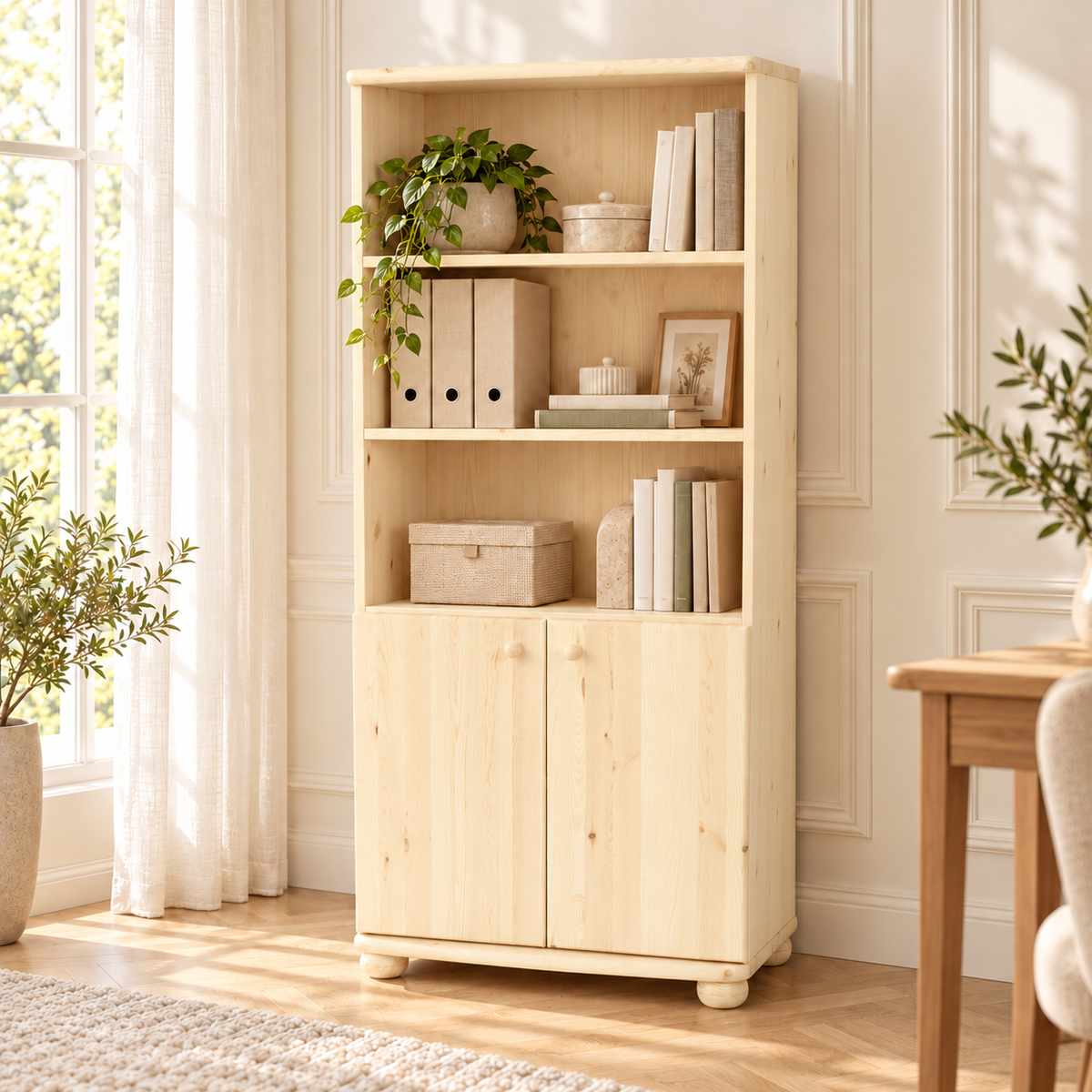 Claudia Büroschrank Aktenschrank aus Bio Kiefer | 2-Türig mit 3-Regalfächern