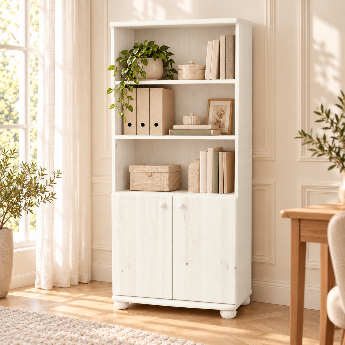 Claudia Büroschrank Aktenschrank aus Bio Kiefer | 2-Türig mit 3-Regalfächern