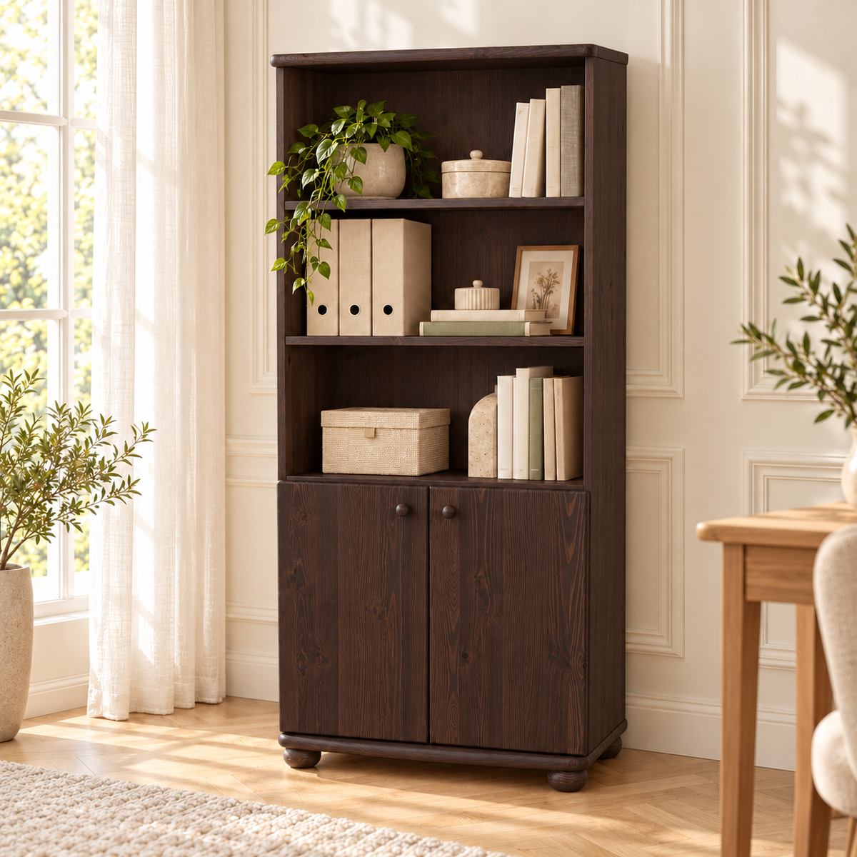 Claudia Büroschrank Aktenschrank aus Bio Kiefer | 2-Türig mit 3-Regalfächern