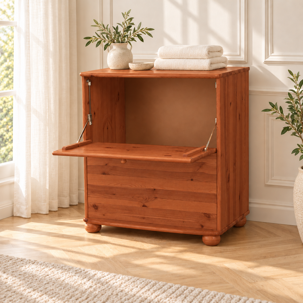 Claudia Wäscheschrank Kiefer Massivholz - Wäschebox Kommode aus 100% Bio-Material