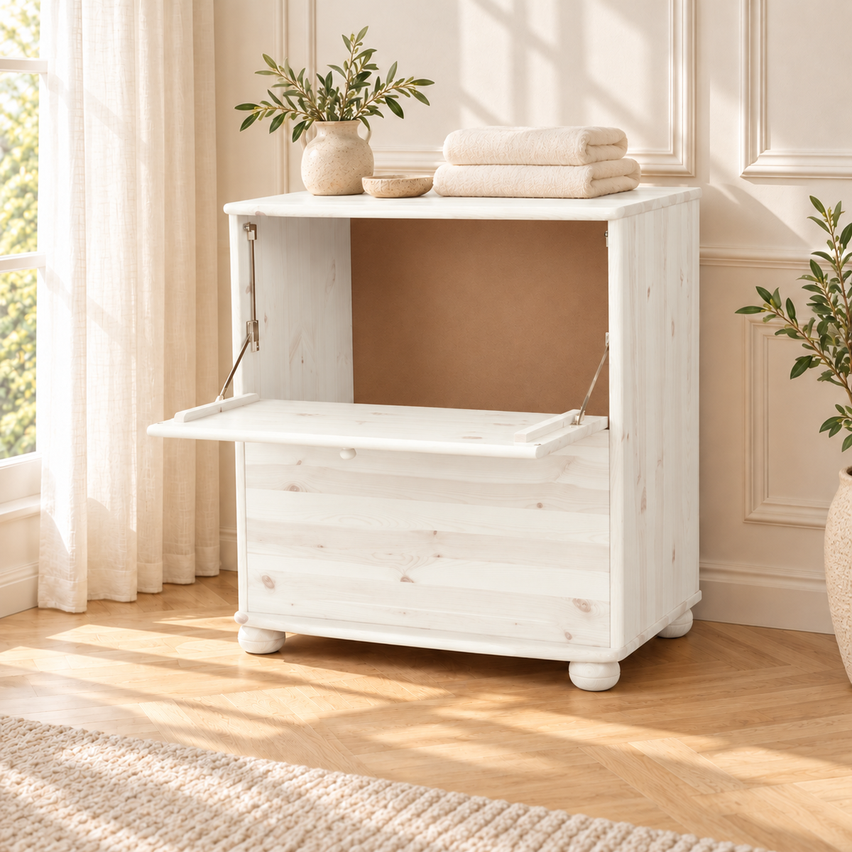 Claudia Wäscheschrank Kiefer Massivholz - Wäschebox Kommode aus 100% Bio-Material