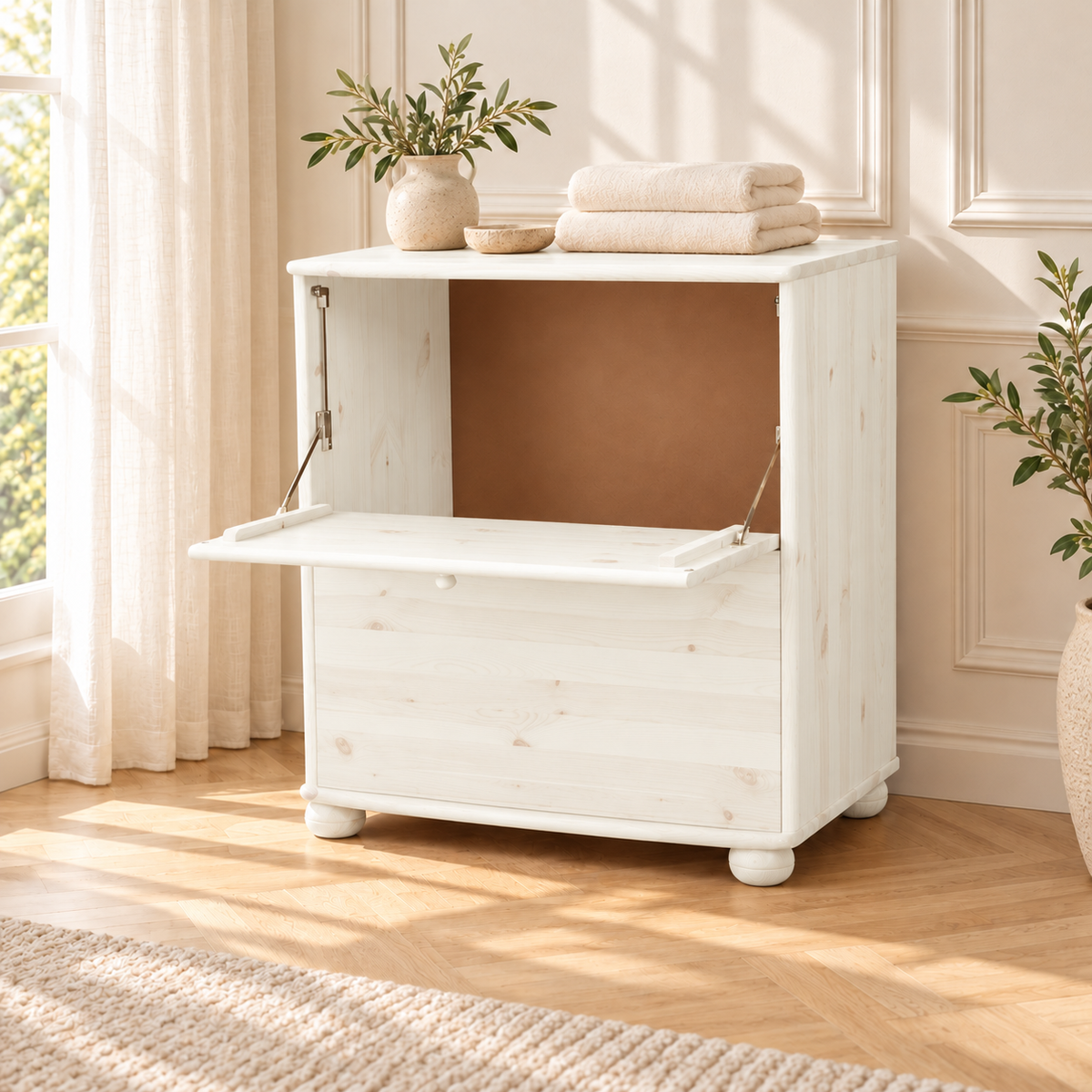 Claudia Wäscheschrank Kiefer Massivholz - Wäschebox Kommode aus 100% Bio-Material