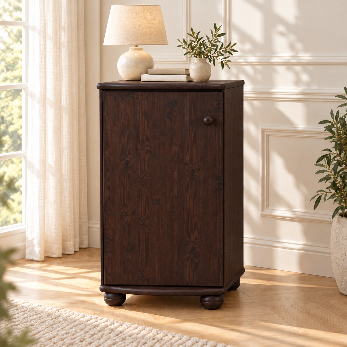 Claudia Kommode Bio Kiefer Massivholz - Elegante 1-türige Anrichte aus 100% Bio Holz