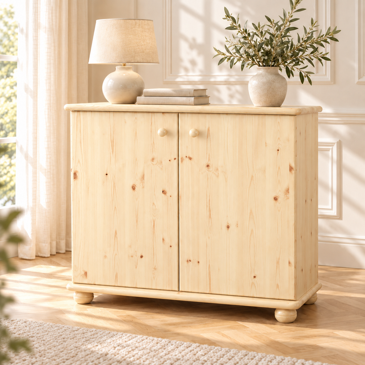 Claudia Kommode Bio Kiefer | Massivholz Sideboard | 2-Türig Anrichte aus 100% Kiefer