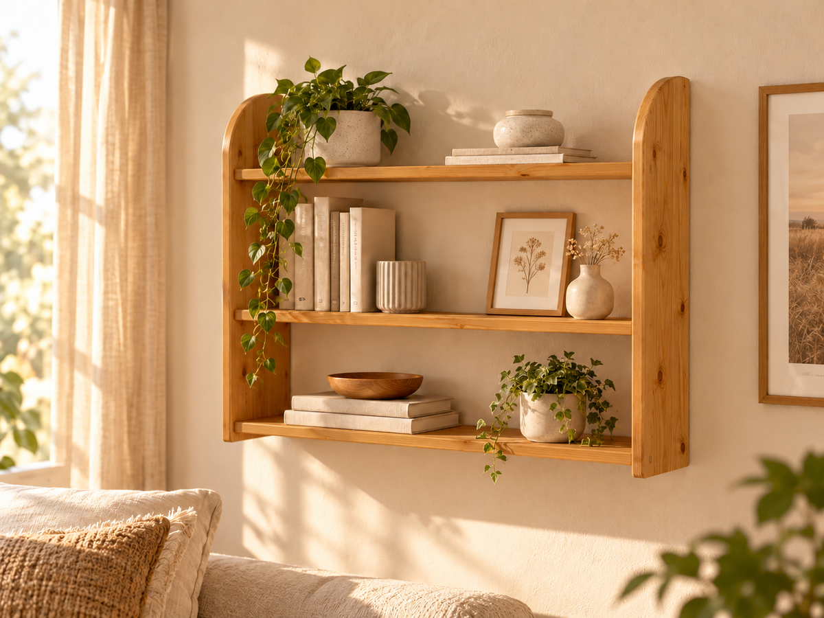 Eva Bücherregal aus Kiefer Massivholz | 3er Wandregal aus 100% Bio Holz
