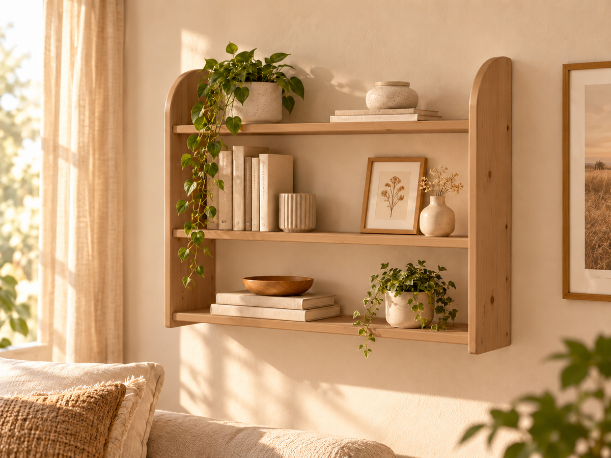 Eva Bücherregal aus Kiefer Massivholz | 3er Wandregal aus 100% Bio Holz