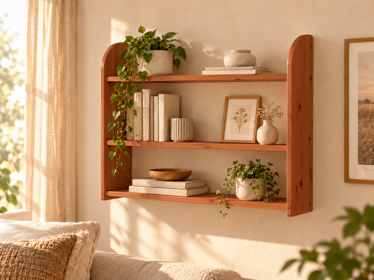 Eva Bücherregal aus Kiefer Massivholz | 3er Wandregal aus 100% Bio Holz