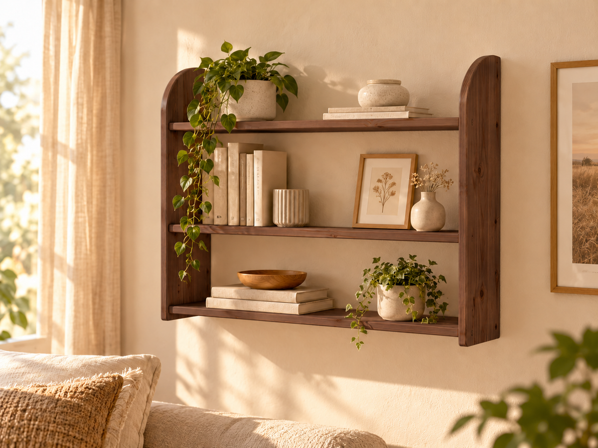 Eva Bücherregal aus Kiefer Massivholz | 3er Wandregal aus 100% Bio Holz