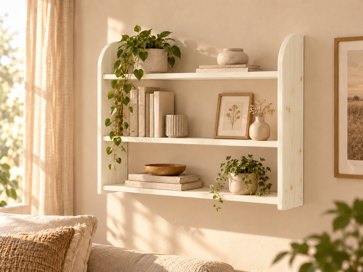 Eva Bücherregal aus Kiefer Massivholz | 3er Wandregal aus 100% Bio Holz