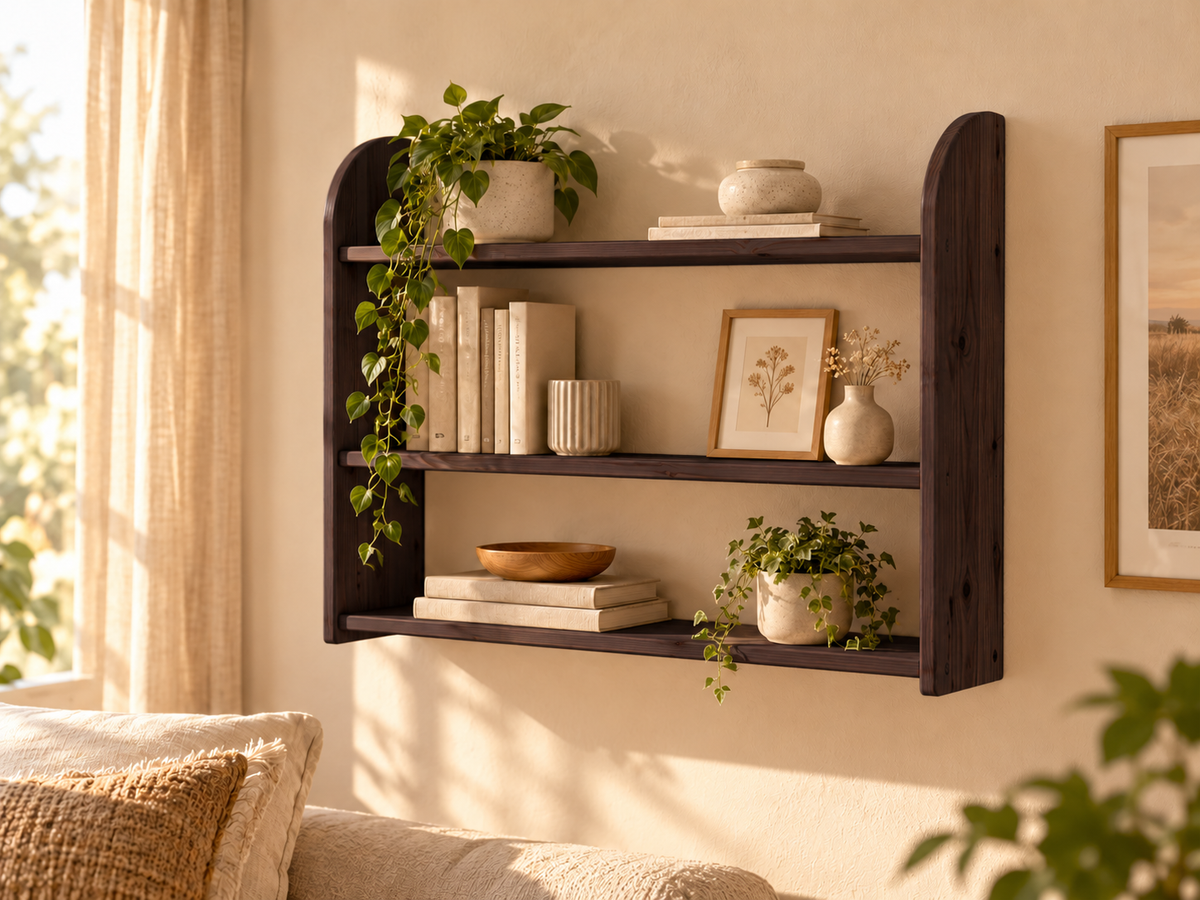 Eva Bücherregal aus Kiefer Massivholz | 3er Wandregal aus 100% Bio Holz