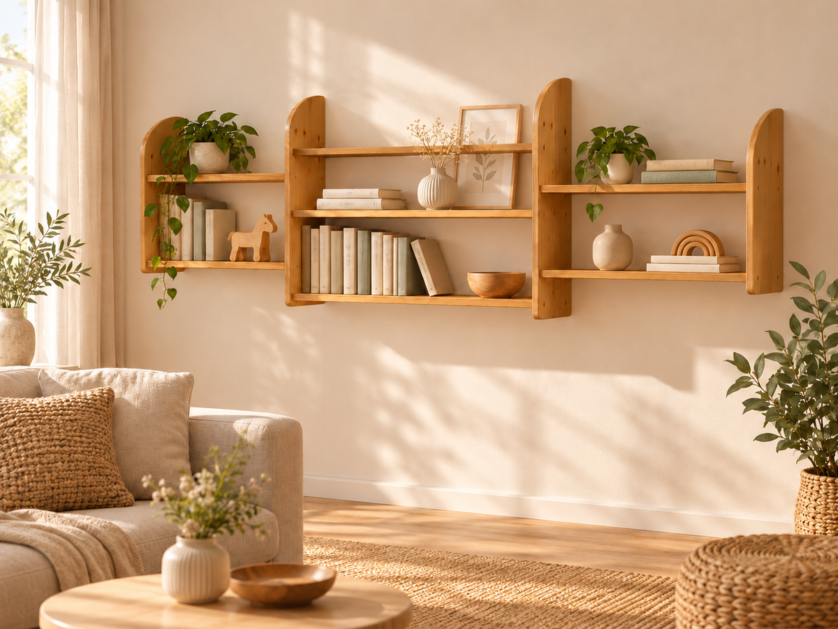 Eva Bücherregal XXL aus 100% bio Kiefer Massivholz – Bestes Wandregal für Ihr Zuhause