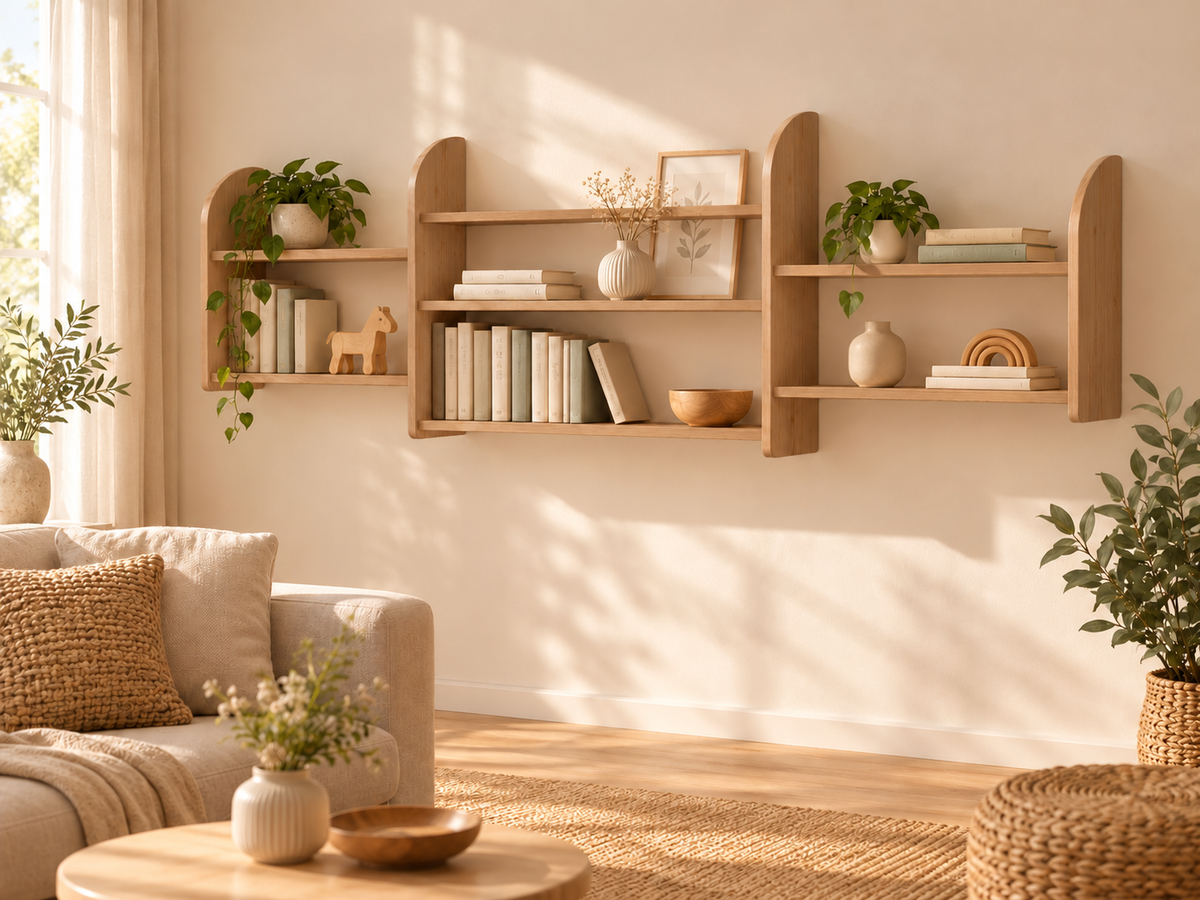 Eva Bücherregal XXL aus 100% bio Kiefer Massivholz – Bestes Wandregal für Ihr Zuhause