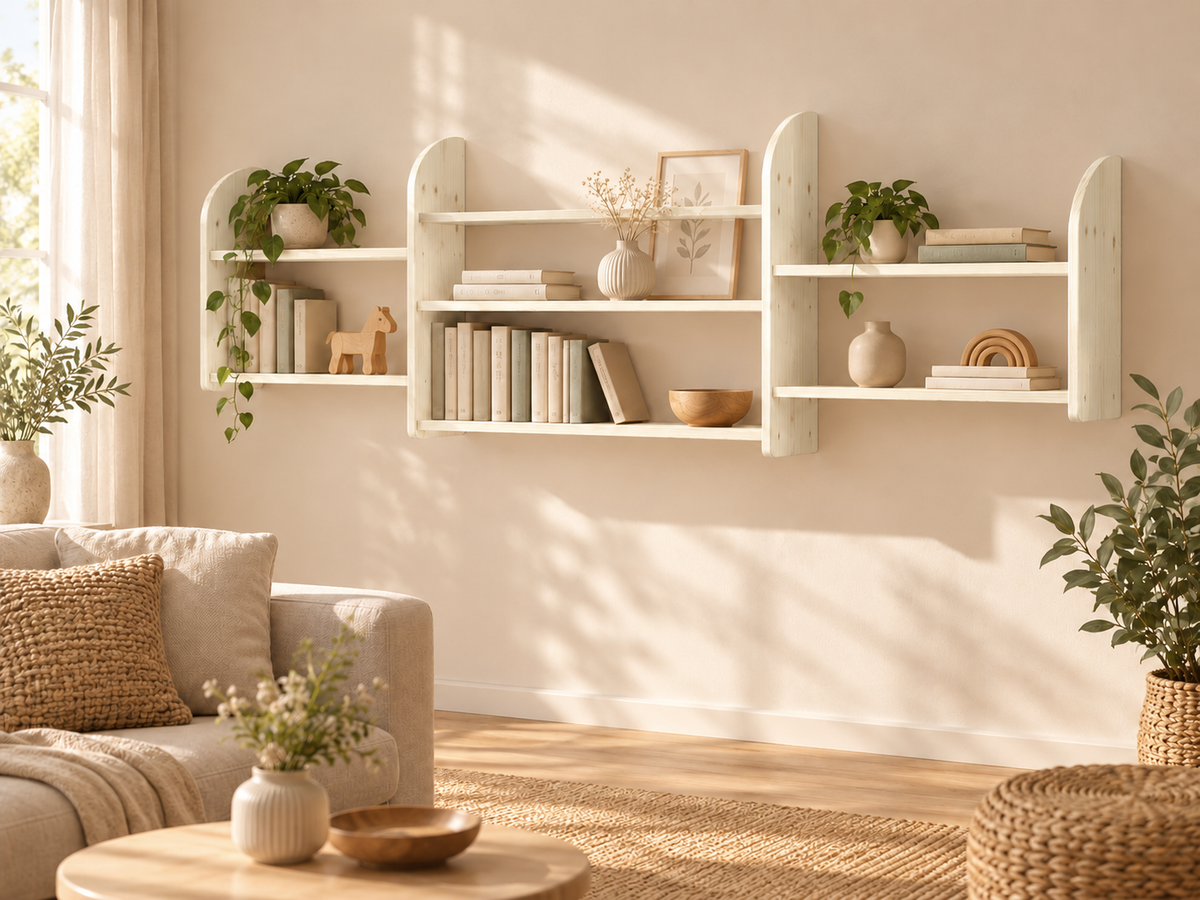 Eva Bücherregal XXL aus 100% bio Kiefer Massivholz – Bestes Wandregal für Ihr Zuhause