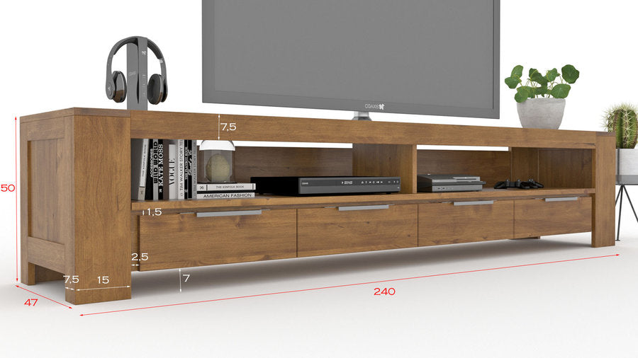 Robosto TV-Sideboard Birke Massivholz – Handgefertigtes Longboard für Ihr Wohnzimmer