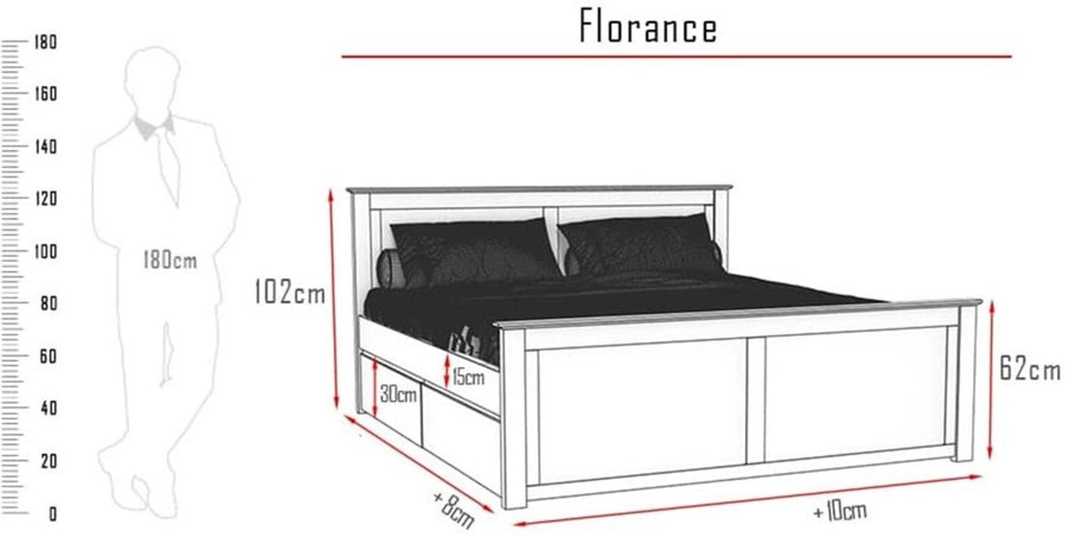 FLORANCE Massivholzbett mit Schubladen – Stilvolles Design trifft Funktionalität