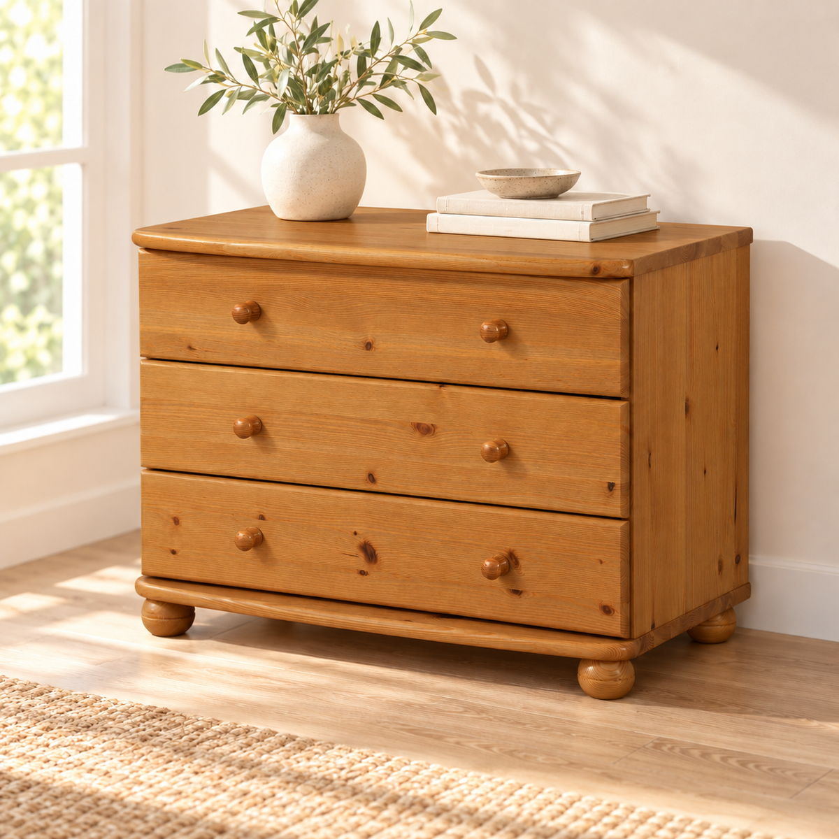 Eva Kommode Sideboard | Anrichte | 3-Schubladen | 100% Bio Massivholz