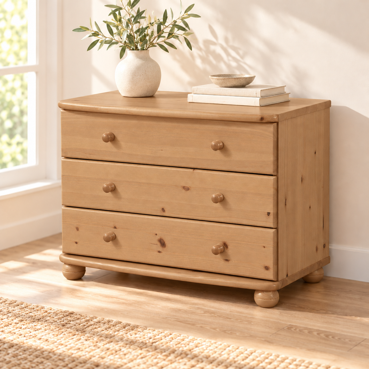 Eva Kommode Sideboard | Anrichte | 3-Schubladen | 100% Bio Massivholz