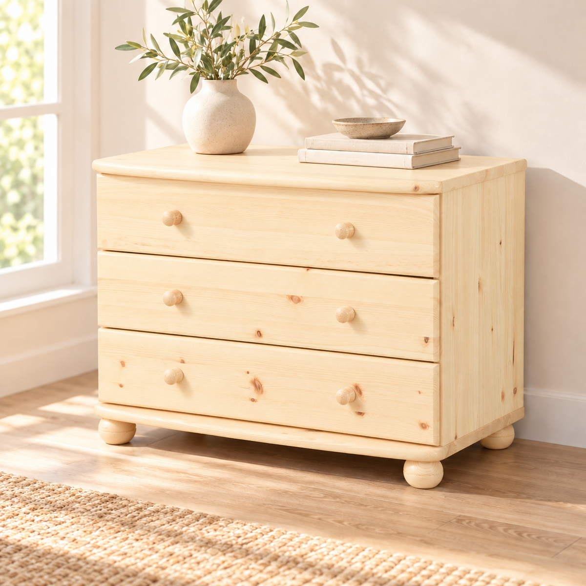 Eva Kommode Sideboard | Anrichte | 3-Schubladen | 100% Bio Massivholz