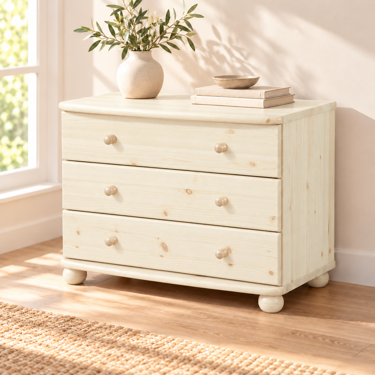 Eva Kommode Sideboard | Anrichte | 3-Schubladen | 100% Bio Massivholz