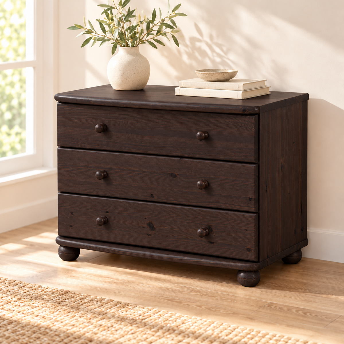 Eva Kommode Sideboard | Anrichte | 3-Schubladen | 100% Bio Massivholz