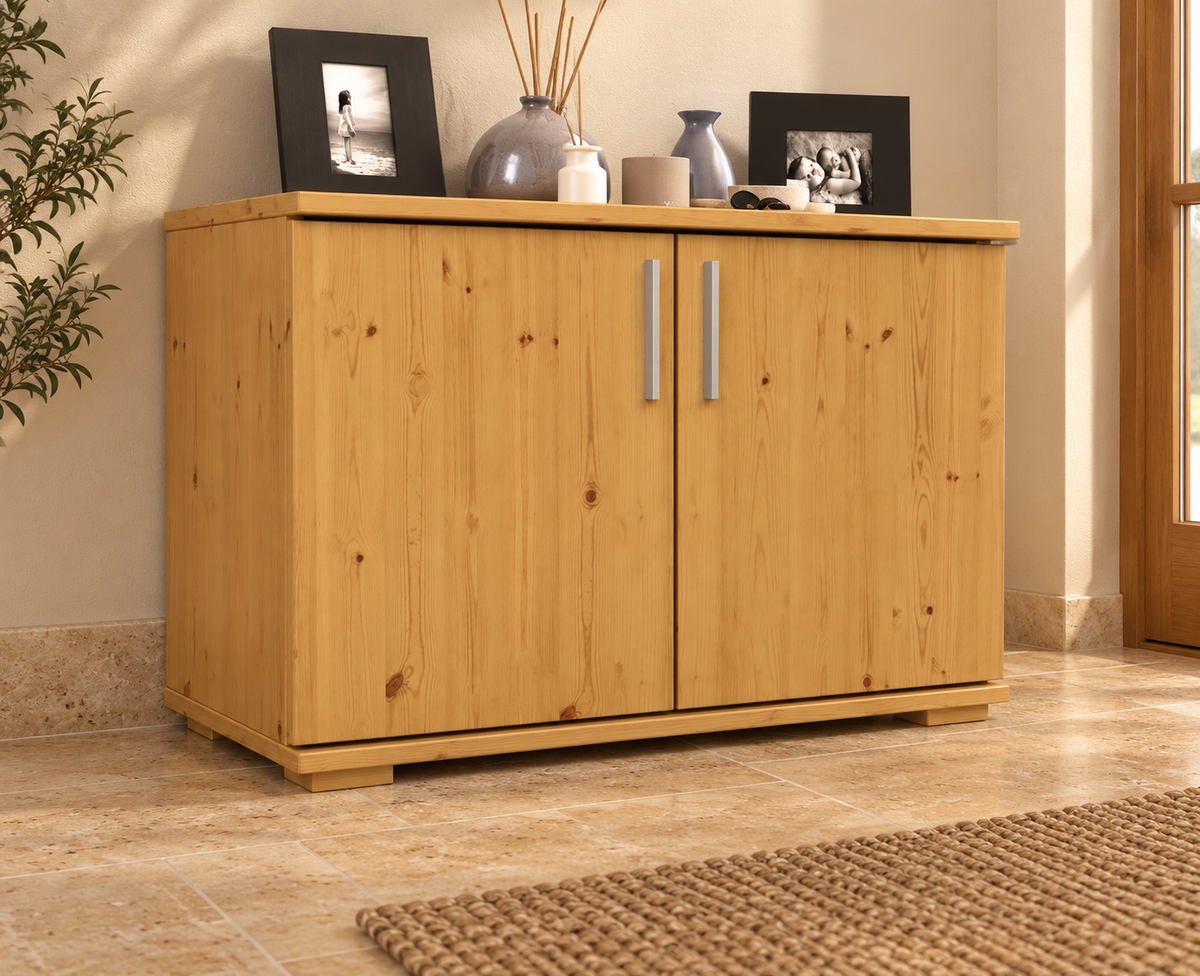 Nobis Kommode Bio Kiefer Massivholz 2-türig | 57cm hoch | Handgefertigt