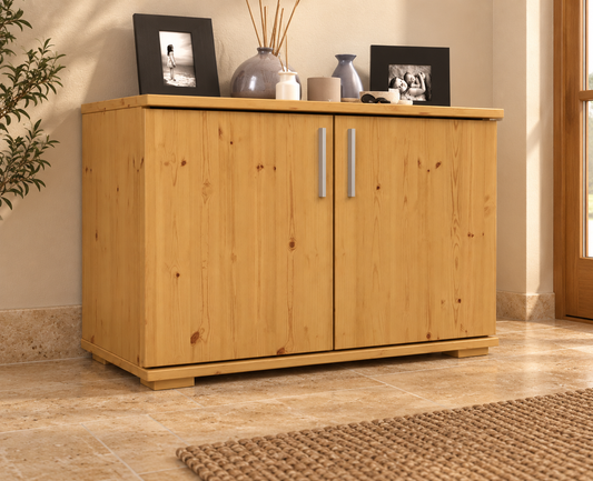 Nobis Kommode Bio Kiefer Massivholz 2-türig | 57cm hoch | Handgefertigt