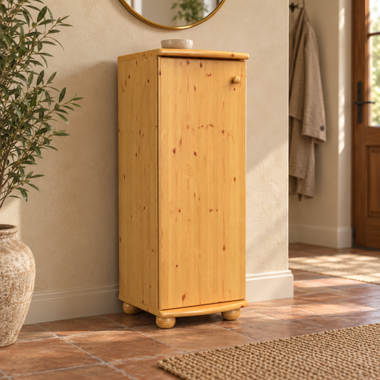Anika Kiefer Massivholz Kommode mit 1 Tür und 3 Regalfächern aus 100% Bio Kiefer