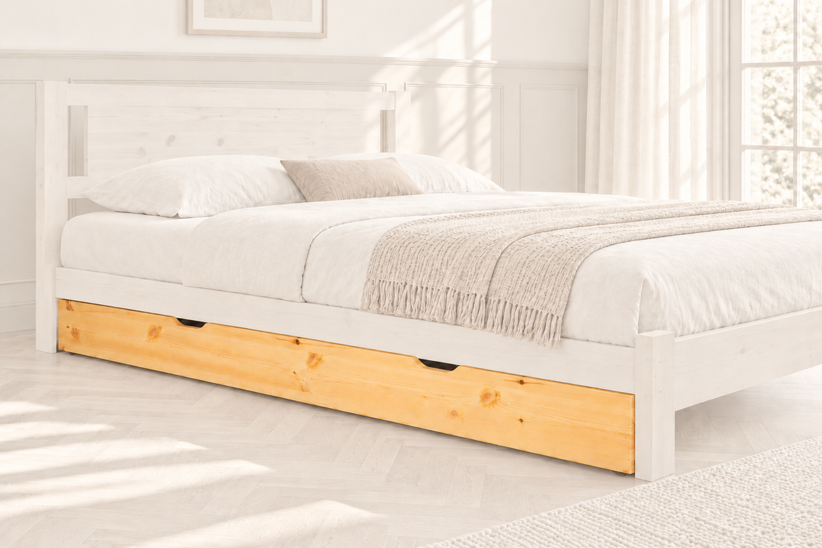 Bettschublade aus Massivholz | Volle Matratzenlänge | Naturholz | 100% Bio-Bett