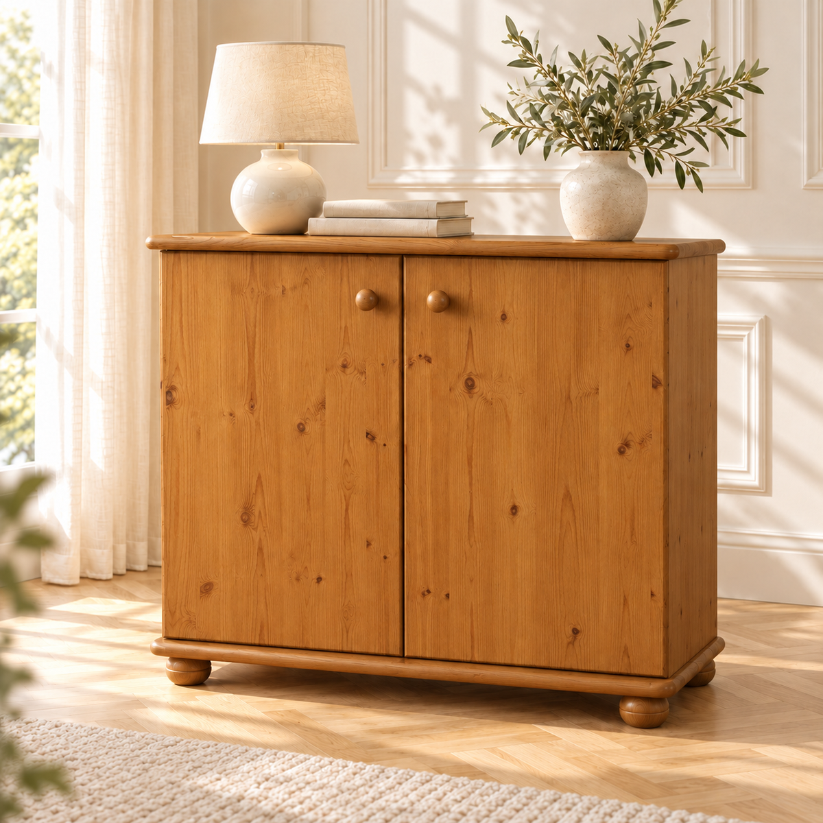 Claudia Kommode Bio Kiefer | Massivholz Sideboard | 2-Türig Anrichte aus 100% Kiefer
