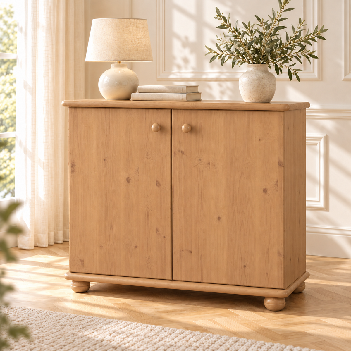 Claudia Kommode Bio Kiefer | Massivholz Sideboard | 2-Türig Anrichte aus 100% Kiefer
