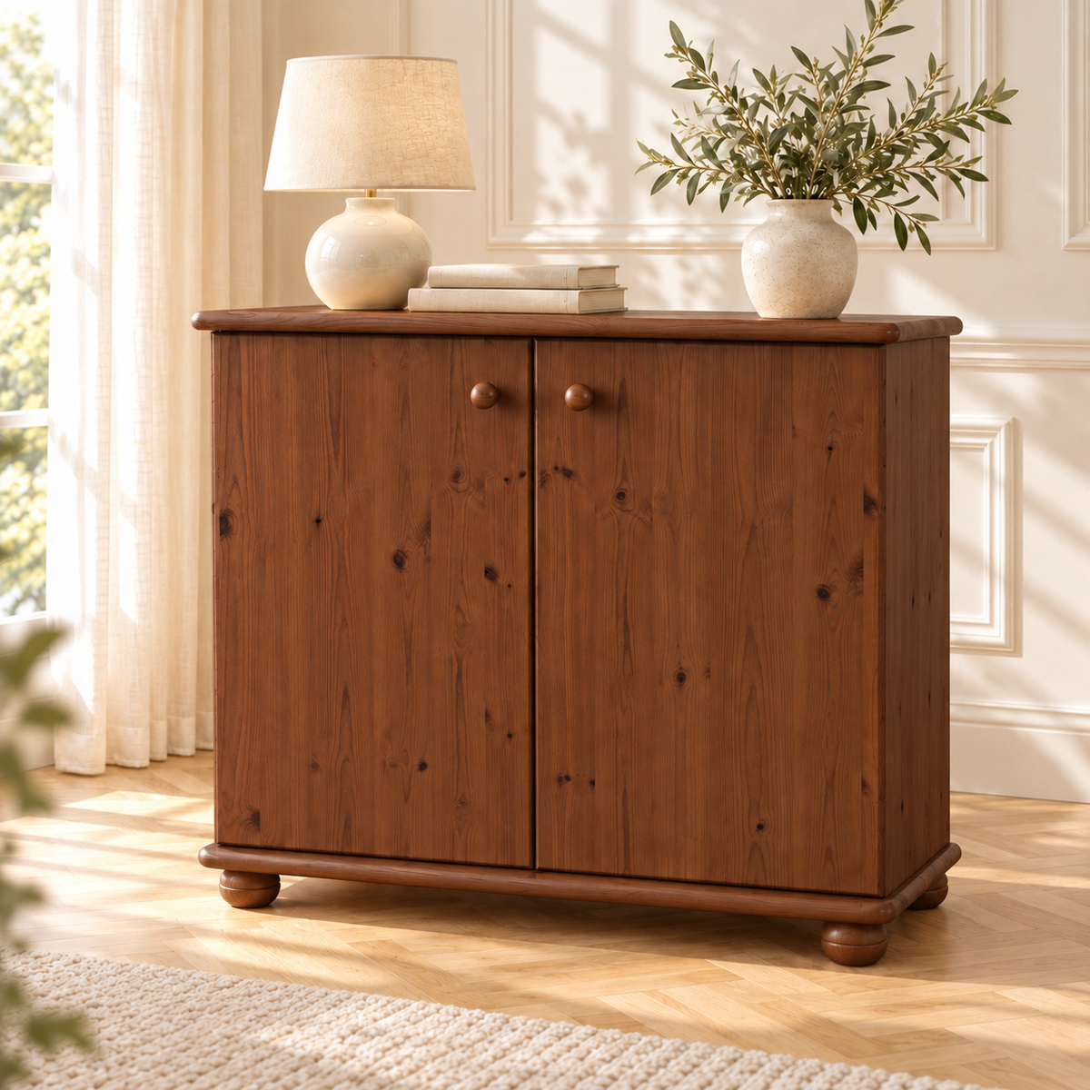 Claudia Kommode Bio Kiefer | Massivholz Sideboard | 2-Türig Anrichte aus 100% Kiefer