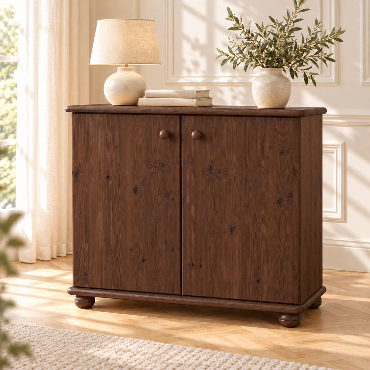 Claudia Kommode Bio Kiefer | Massivholz Sideboard | 2-Türig Anrichte aus 100% Kiefer