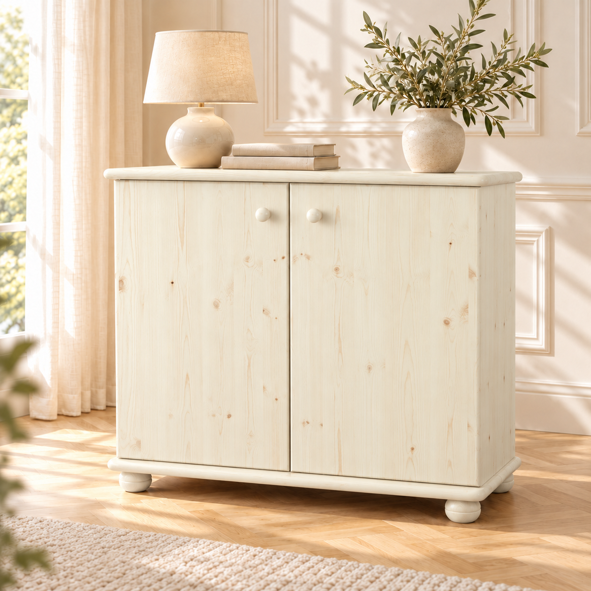 Claudia Kommode Bio Kiefer | Massivholz Sideboard | 2-Türig Anrichte aus 100% Kiefer