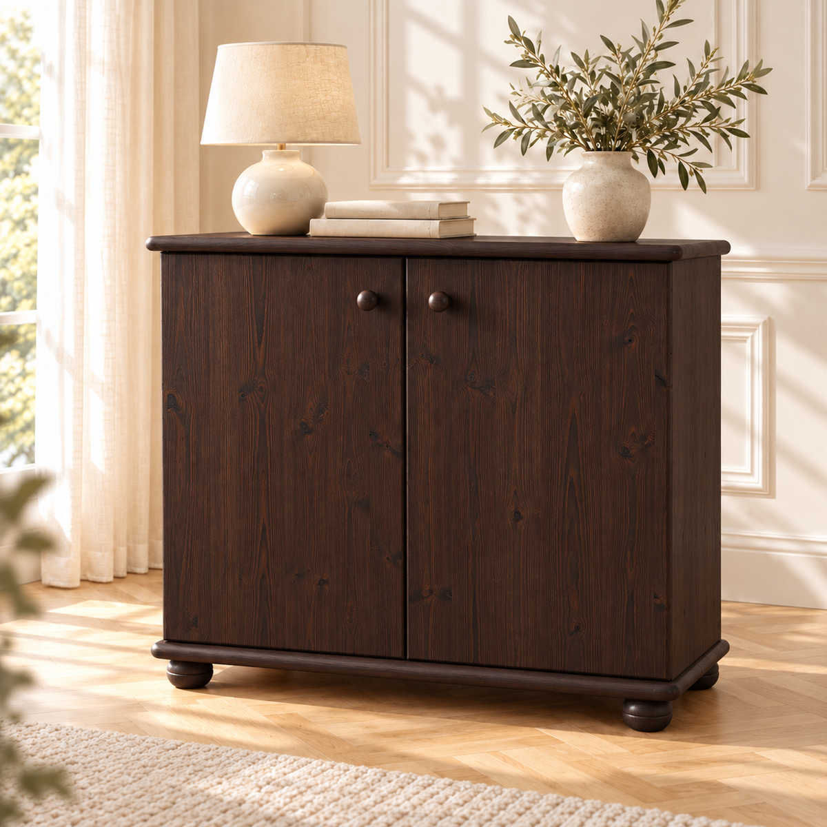 Claudia Kommode Bio Kiefer | Massivholz Sideboard | 2-Türig Anrichte aus 100% Kiefer