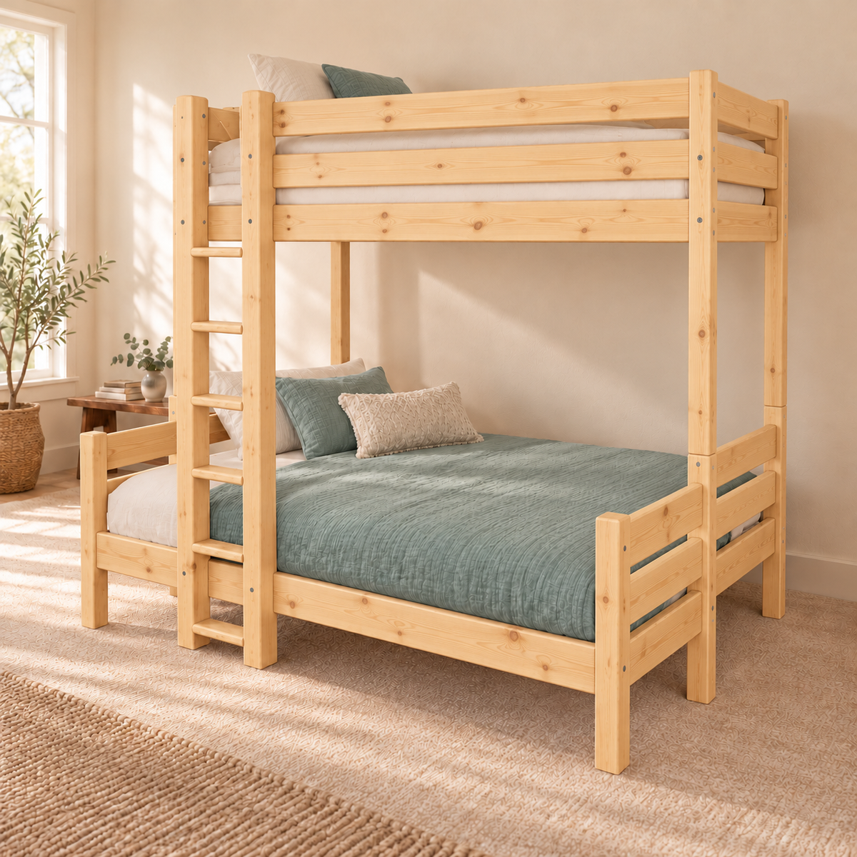 Leo Geschwisterbett Hochbett 90x200/140x200cm | 2 Etagenbett für Kinder