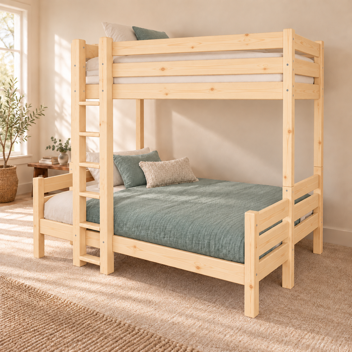 Leo Geschwisterbett Hochbett 90x200/140x200cm | 2 Etagenbett für Kinder