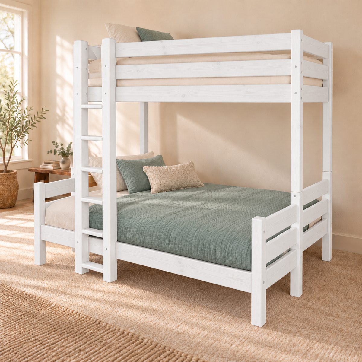 Leo Geschwisterbett Hochbett 90x200/140x200cm | 2 Etagenbett für Kinder