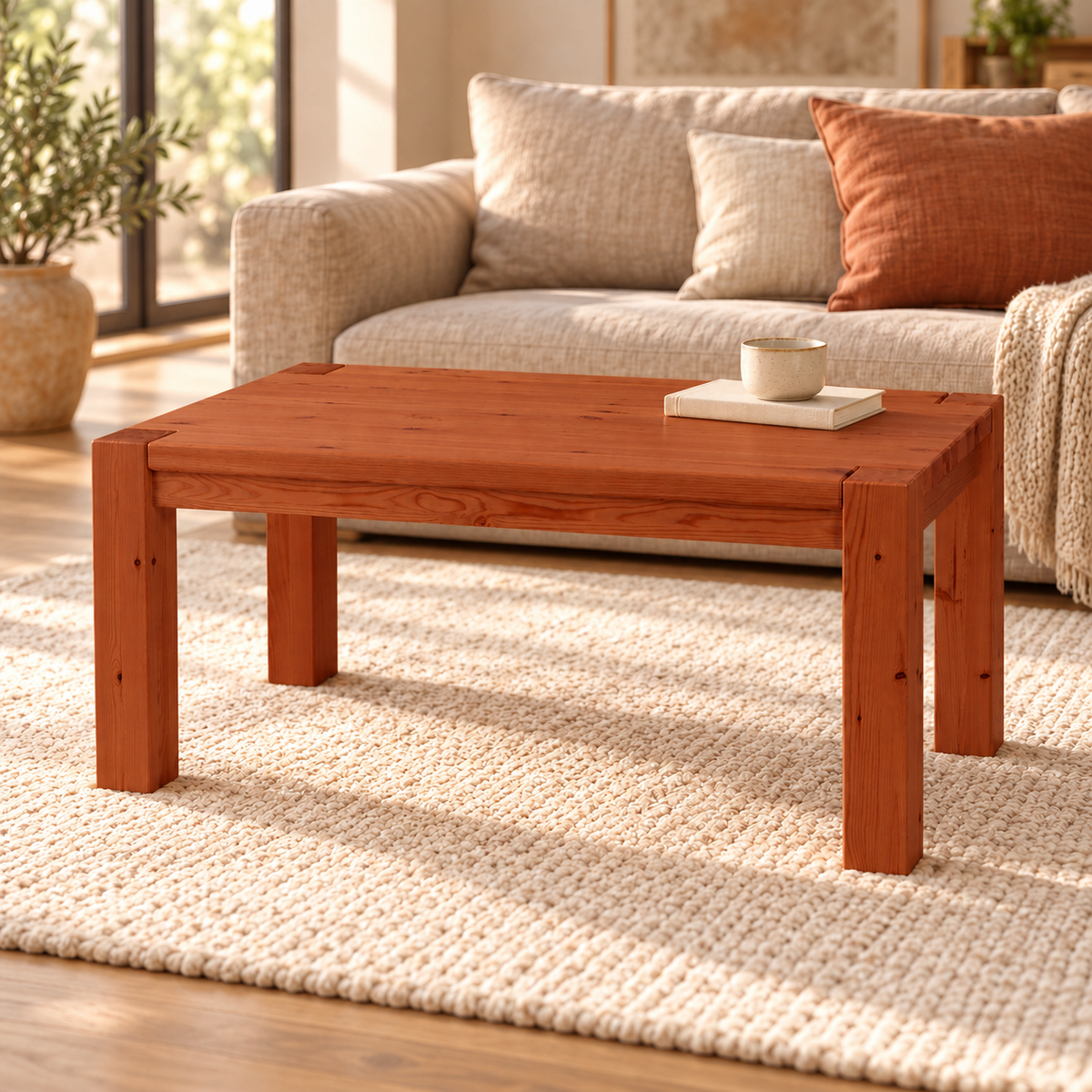 Leo Couchtisch Massivholz aus 100% Bio Kiefer | Beistelltisch Wohnzimmertisch