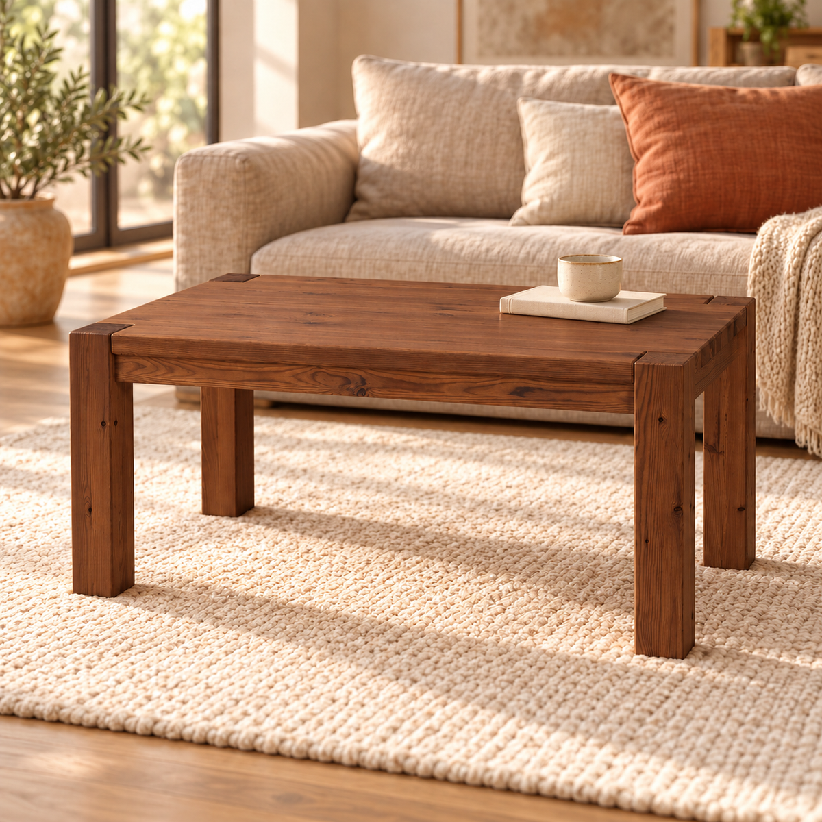 Leo Couchtisch Massivholz aus 100% Bio Kiefer | Beistelltisch Wohnzimmertisch