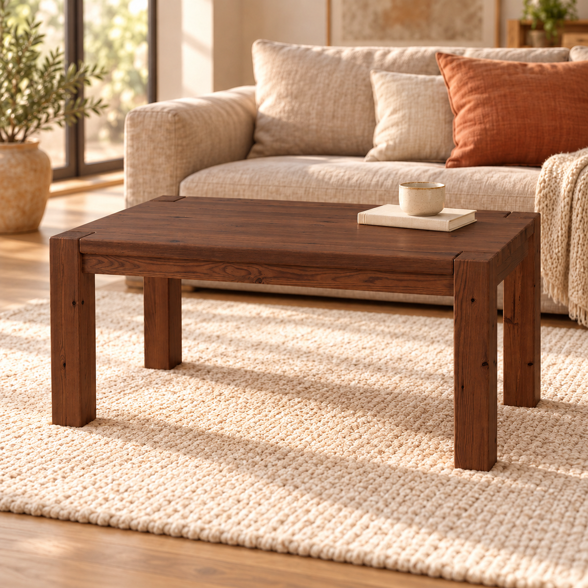 Leo Couchtisch Massivholz aus 100% Bio Kiefer | Beistelltisch Wohnzimmertisch