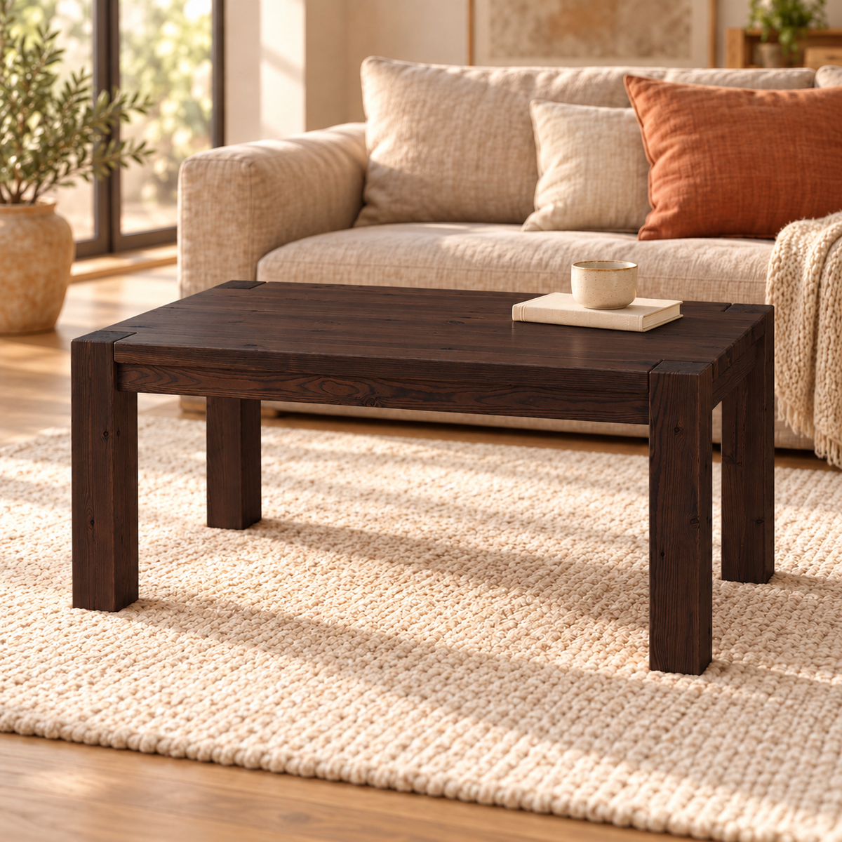 Leo Couchtisch Massivholz aus 100% Bio Kiefer | Beistelltisch Wohnzimmertisch