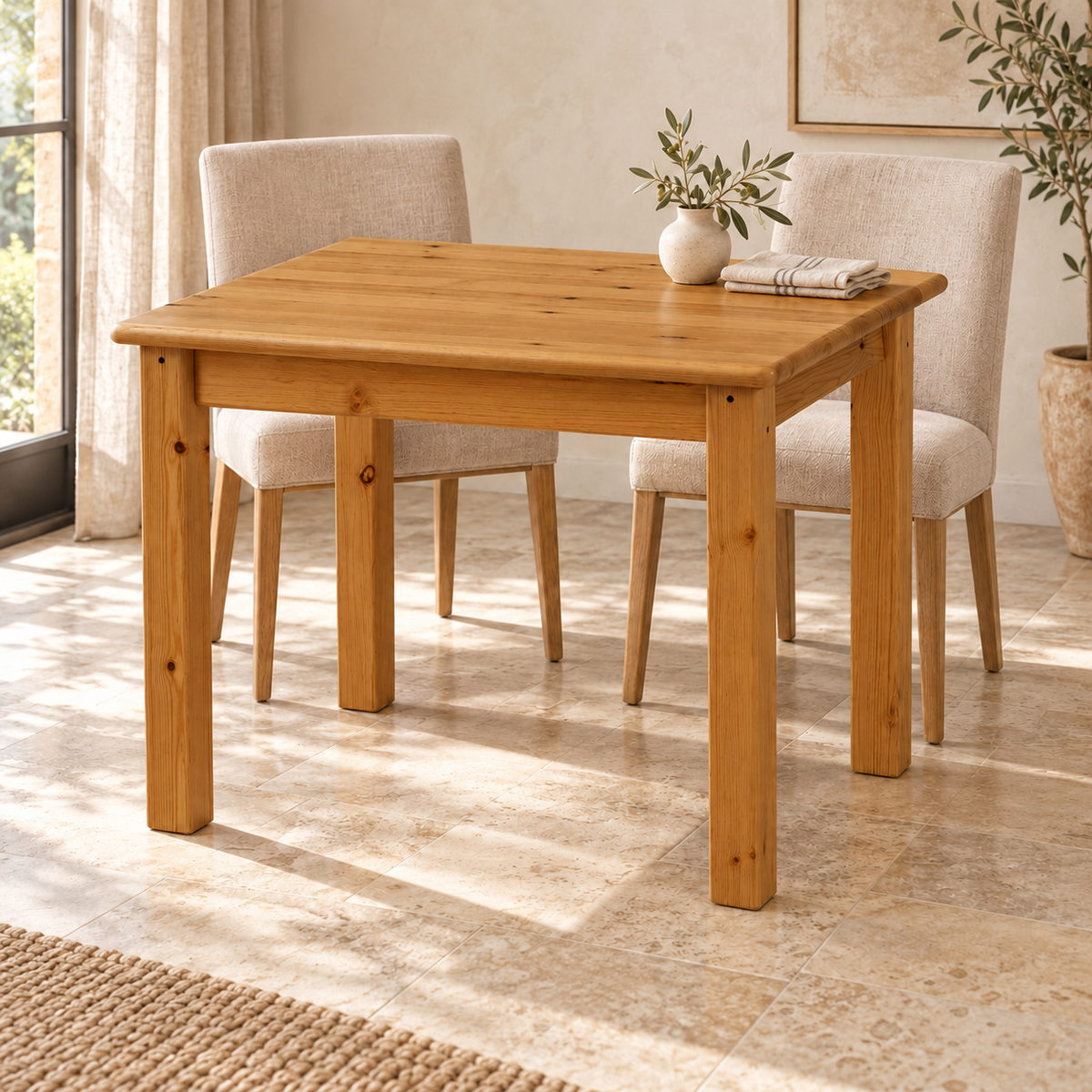 Esstisch aus Bio Kiefer Massivholz Leo 80-180 cm | Nachhaltiger Massivholztisch