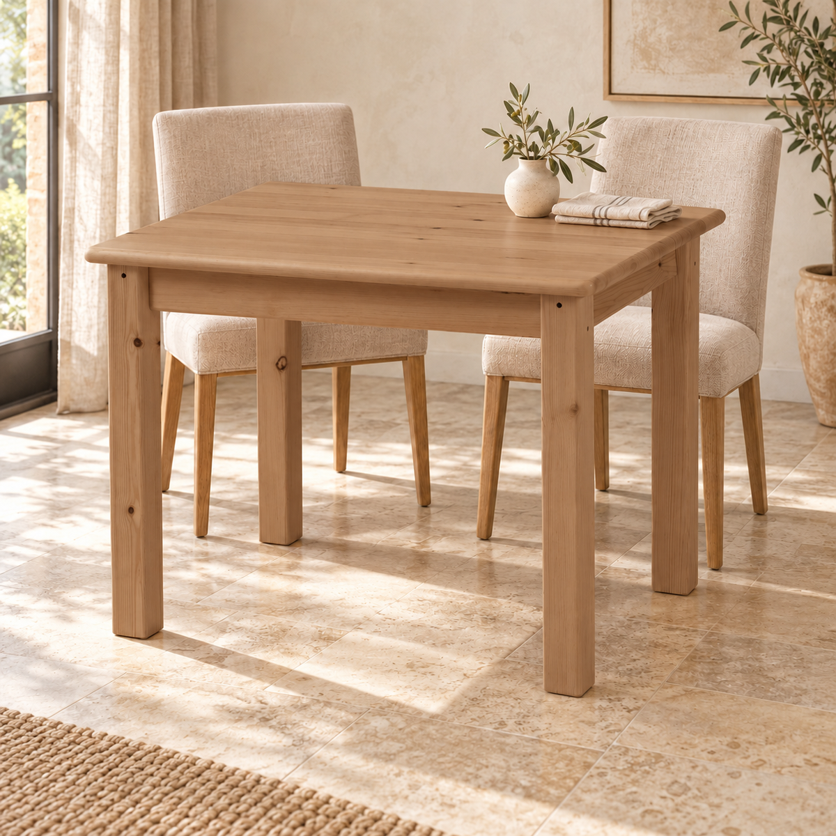 Esstisch aus Bio Kiefer Massivholz Leo 80-180 cm | Nachhaltiger Massivholztisch