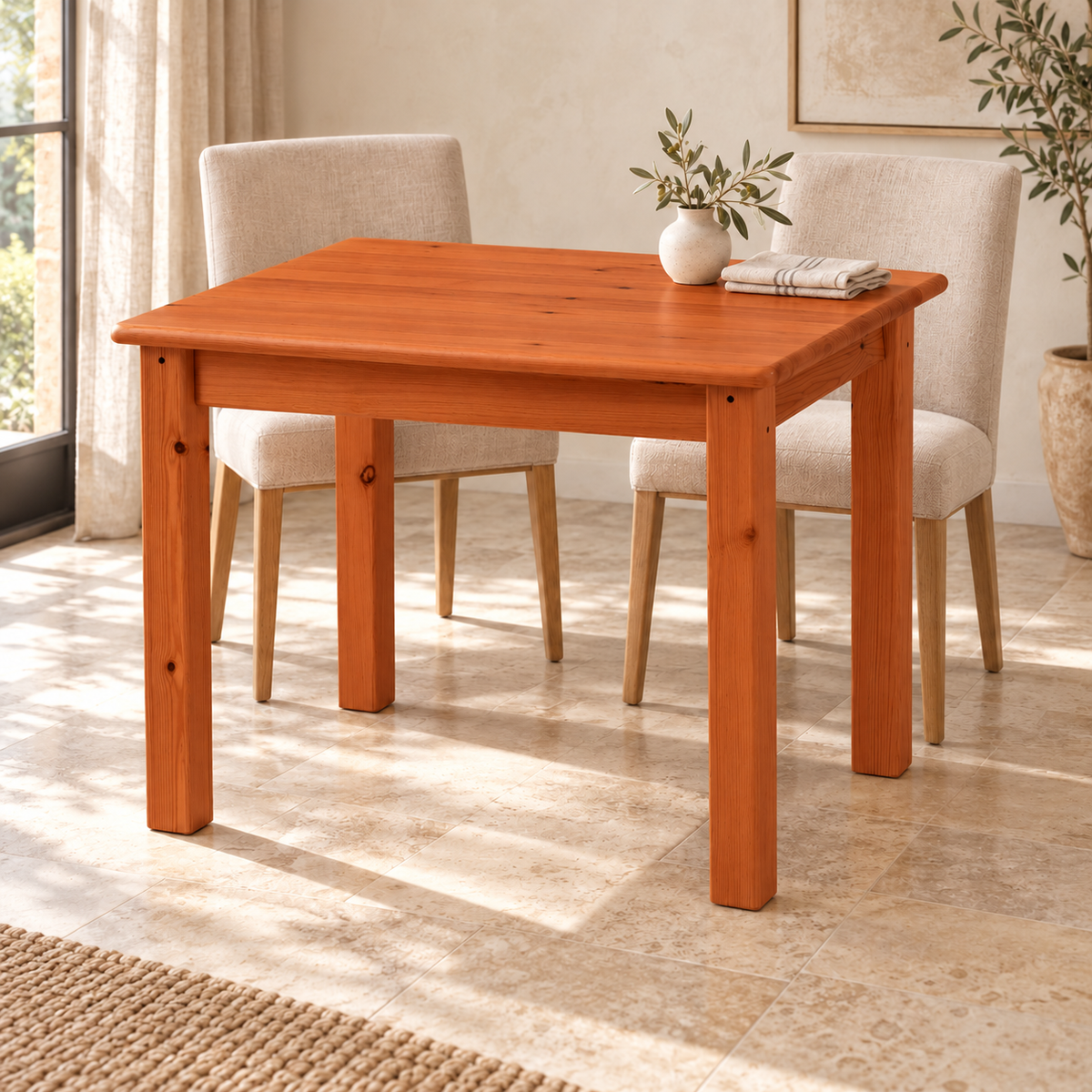Esstisch aus Bio Kiefer Massivholz Leo 80-180 cm | Nachhaltiger Massivholztisch