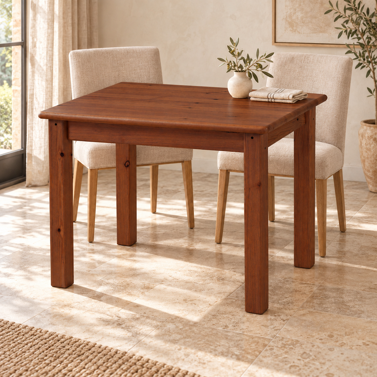 Esstisch aus Bio Kiefer Massivholz Leo 80-180 cm | Nachhaltiger Massivholztisch